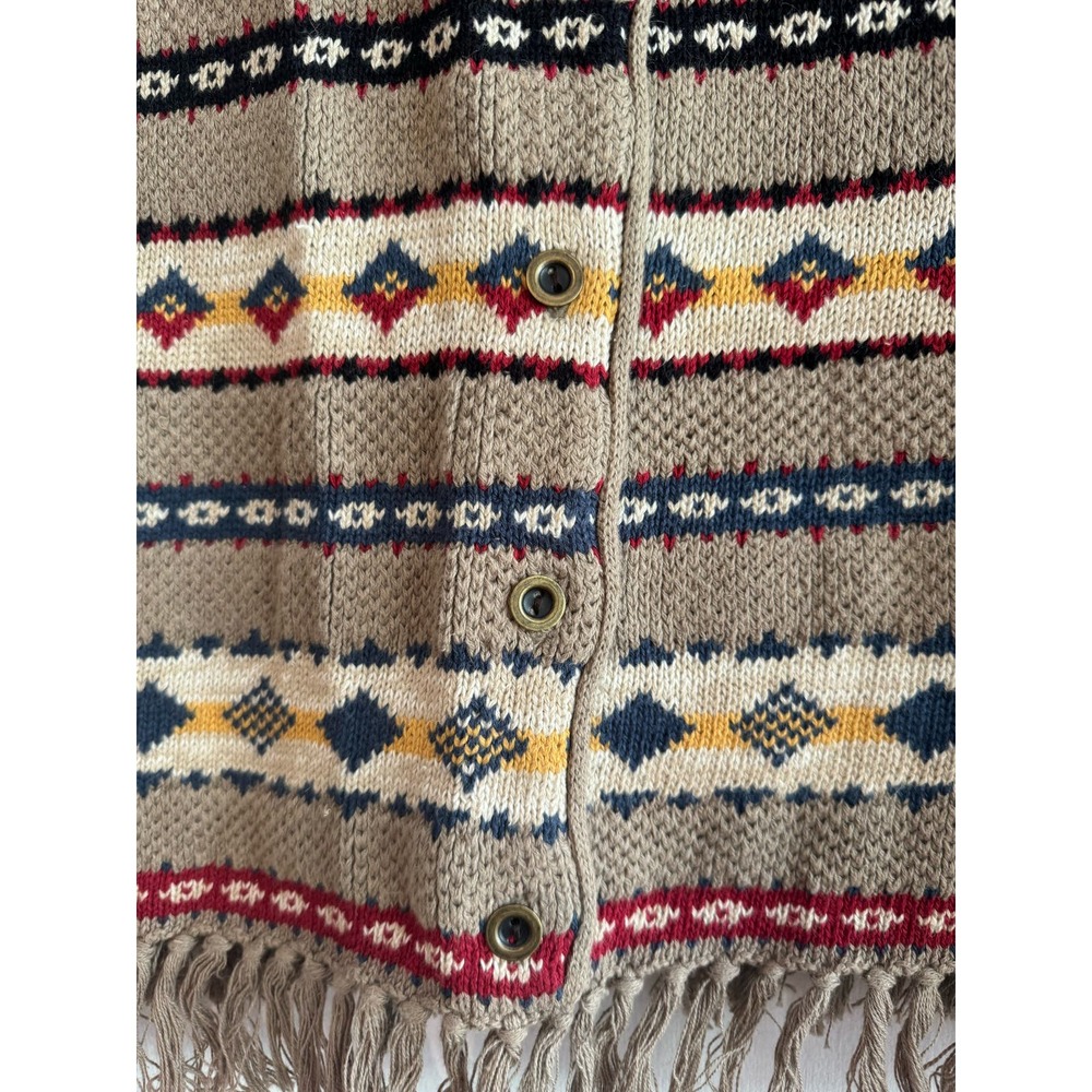 Innovation Sport Womens southwestern print knit vest fringe cotton blend M - Picture 3 of 10